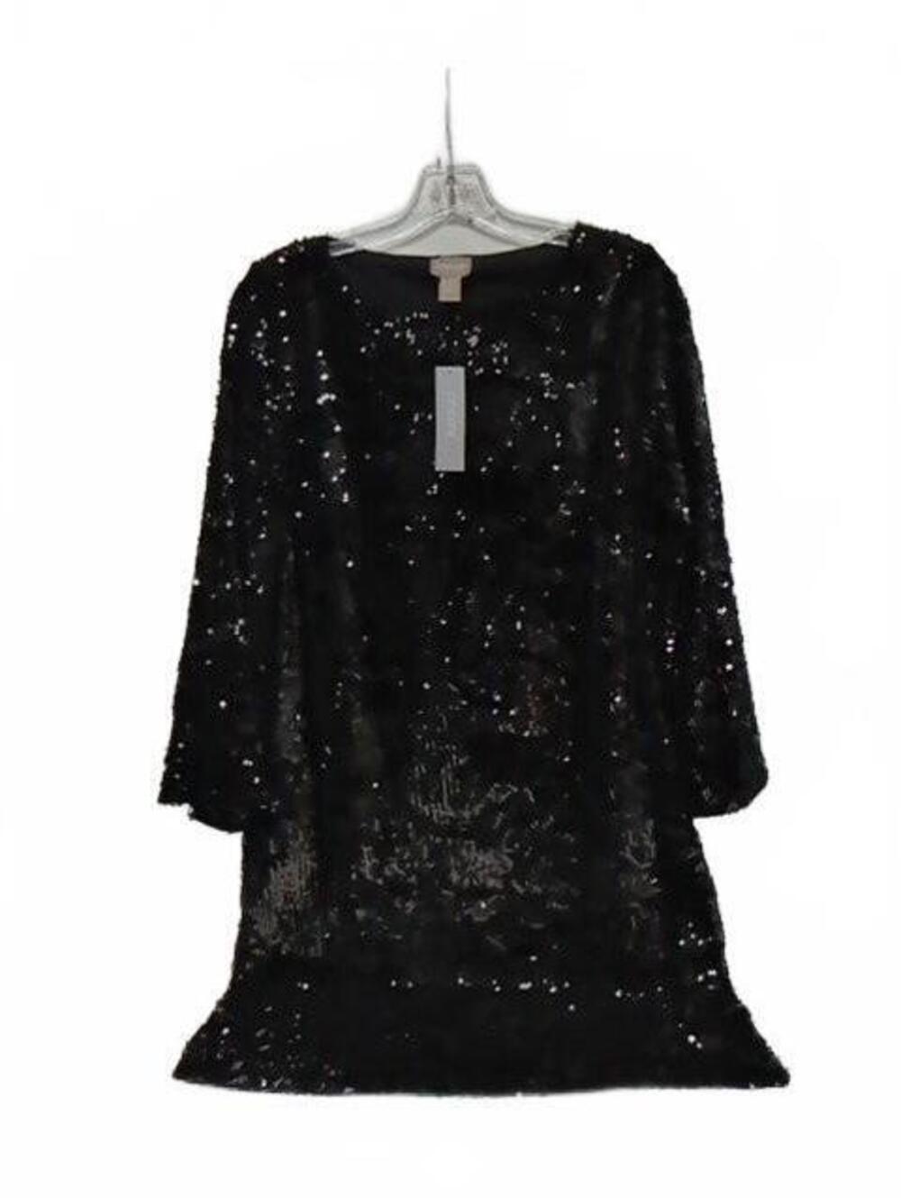 Chico's Size 1 Black Sequin Shift Dress-45140